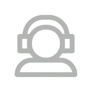 סמל אפור של אדם חובש אוזניות, עם ראש מעוגל, קשתות לאוזניות וקווים פשוטים לגוף על רקע שקוף. העיצוב המינימליסטי מושלם כמתנה מצחיקה לאוהבי מוזיקה.